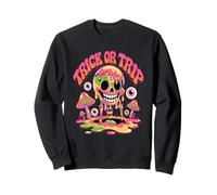 Trick or Trip T-Shirt - Psychedelic Skull Groovy Halloween Felpa