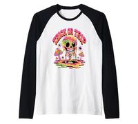 Trick or Trip T-Shirt - Psychedelic Skull Groovy Halloween Maglia con Maniche Raglan