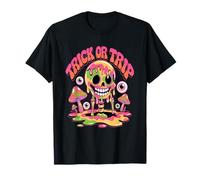 Trick or Trip T-Shirt - Psychedelic Skull Groovy Halloween Maglietta