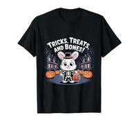 Tricks Treats and Bones - Cute Skeleton Bunny Halloween Tees Maglietta
