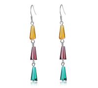 Tricolor Crystal Earrings Long Earrings Exquisite for Women Engagement Party Jewelry Gift