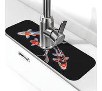 Tricolor Koi Fish Trio - Tappetino per rubinetto per lavello da cucina, assorbente ad asciugatura rapida, tappetino di scarico intorno al rubinetto per lavello da cucina, tappetino per lavello da