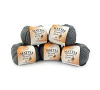 Tricot Cafè - 5 Gomitoli di Filato in Pura Lana Merinos Extrafine e Irrestringibile, Made in Italy - Mattia, Ideale per Uncinetto e Ferri 3,5-4 - Morbido Gomitolo 50g (125m)(Grigio 7/303, 5 Pezzi)