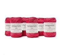 Tricot Cafè Amigurumi - 6 Gomitoli di Filato in Puro Cotone, Made in Italy - Ideale per Uncinetto e Ferri 3-4 per Bambole, Borse e Abbigliamento Leggero - Gomitolo 50gr (136m)(Fucsia 105, 6 Pezzi)