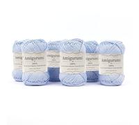 Tricot Cafè Amigurumi - 6 Gomitoli di Filato in Puro Cotone, Made in Italy - Ideale per Uncinetto e Ferri 3-4 per Bambole, Borse e Abbigliamento Leggero - Gomitolo 50gr (136m)(Azzurro 52, 6 Pezzi)