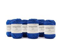 Tricot Cafè Amigurumi - 6 Gomitolo di Filato in Puro Cotone, Made in Italy - Ideale per Uncinetto e Ferri 3-4 per Bambole, Borse e Abbigliamento - Gomitoli 50gr (136m)(Blu Elettrico 141, 6 Pezzi)