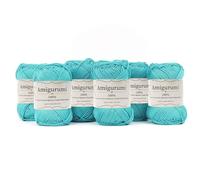 Tricot Cafè Amigurumi - 6 Gomitolo di Filato in Puro Cotone, Made in Italy - Ideale per Uncinetto e Ferri 3-4 per Bambole, Borse e Abbigliamento - Gomitoli 50gr (136m)(Tiffany Scuro 430, 6 Pezzi)