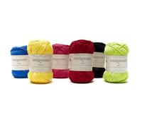 Tricot Cafè Amigurumi - 6 Gomitolo di Filato in Puro Cotone, Made in Italy - Ideale per Uncinetto e Ferri 3-4 per Bambole, Borse e Abbigliamento - Gomitoli 50gr (136m)(Set multicolr 2, 6 Pezzi)