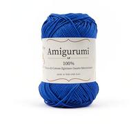 Tricot Cafè Amigurumi - Gomitolo di Filato in Puro Cotone, Made in Italy - Ideale per Uncinetto e Ferri 3-4 per Bambole, Borse e Abbigliamento - Gomitoli 50gr (136m)(Blu Elettrico 141, 1 Pezzo)