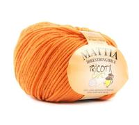 Tricot Cafè - Filato Pura Lana Merinos Extrafine Irrestringibile Mattia, Made in Italy - Gomitolo 50g (125m) per Uncinetto e Ferri 3.5/4 - Morbido e Lavabile (Arancione 18, 1 Pezzo)