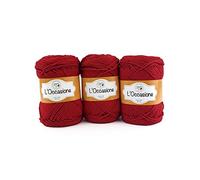 Tricot Cafè - L'Occasione - Gomitolo filato misto cotone e acrilico per lavori a maglia leggero morbido traspirante per Ferri/uncinetto: 4.00/4.50 Rosso 10 3pz 300 gr