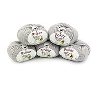 Tricot Cafè - Poker - Filato pura lana merinos Ideale per i lavori ai ferri lana per uncinetto gomitolo morbidissimo irrestringibile alta qualità Made in Italy 5pz Perla 6/610
