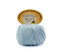 Tricot Cafè Scintilla - Filato in Puro Cotone Supermercerizzato, Antipilling e Gasato - per Maglieria e Uncinetto - Ferri/Uncinetto 3.50/4.50 mm - Gomitolo da 50g (113m) - Azzurro Baby 12, 1 Pezzo