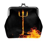 Trident Burning Fire Fork Abstract Portamonete in pelle PU da donna Mini portamonete con fibbia per ragazze