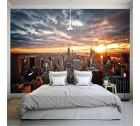 Tridimensionale Città Architettura Estetica Tramonto Moderna Carta Da Parati 3D Seta Pregiata Testurizzata Ideale Per La Camera Letto Del Soggiorno-150cm×105cm