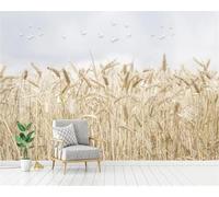 Tridimensionale Minimalista Dorato Grano Uccelli In Volo 3D Carta Da Parati Facile Installare Mobili Sfondi Ufficio Divano Camera Letto Sfondo Decorazione Murale-200cm×140cm