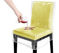 TRIDOK 2 Pack Plastic Chair Covers, Clear Dining Room Chairs Cover for Kitchen, Waterproof Stool Seat Protectors from Cat, Toddler, Kids' Messes, No Dust/Spills and Hair for Storage Furniture