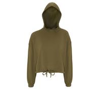 TriDri - Felpa corta in vita oversize con cappuccio - Donna (RW6548)