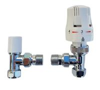 Trieste - Valvola termostatica per termosifone, bidirezionale/portasciugamani ad angolo, 15 mm, colore: bianco