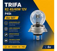 TRIFA Set 6 Lampadine Alogene R2 45/40W 12V P45t Per Fari Scheinwerfer