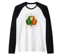 Trifoglio con bandiera irlandese colori Celtic Pride Art Maglia con Maniche Raglan