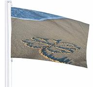 Trifoglio Forma Sabbia Sulla Spiaggia Bandiera Decor 3x5 Ft Simbolo Fortunato Onda Paesaggio Marino Poliestere Stampato Motivo Decorazioni Per Esterni Per Case E Giardini