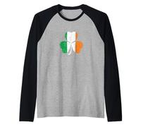 Trifoglio per Orgoglio Irlandese una Bella Bandiera Irlanda Maglia con Maniche Raglan