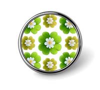 Trifoglio verde e oro con fiori bianchi spilla rotonda per uomo donna moda distintivo collare pin vestito giacca zaino accessori
