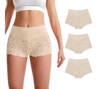 TRIFOLIUM 3 Pacco Culotte a Vita Alta in Pizzo Floreale Elasticizzato e Trasparente Nude Nude Nude IT 42-44 Etichetta di Fabbrica M (8003-3P-M-(Nud-Nud-Nud)-T13)