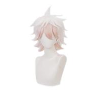 : Trigger Happy Havoc White Pink Ombre Short Cosplay Wig Synthetic Hair Nagito Komaeda Halloween Costume Party Wigs