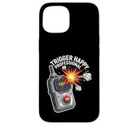 Trigger Happy Professional Funny Remote Fire Button Custodia per iPhone 15