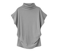 TRIGLICOLEUM Camicia da donna elegante a collo alto, in tinta unita, aderente, a maniche corte, leggera, basic, comoda, per adolescenti, ragazze, taglie forti, 6XL, grigio., XXXXXXL