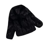 TRIGLICOLEUM Cappotto in pelliccia sintetica da donna, elegante pelliccia sintetica, giacca invernale spessa e calda, a maniche lunghe, per le mezze stagioni, in finta pelliccia, Nero , m