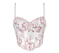 TRIGLICOLEUM Corsetto da donna a petto intero, elegante corsetto per la pancia, con lacci, corpetto shapewear, corpetto a fascia, top a vita, body shaper gilet intimo da donna, #03 bianco., L