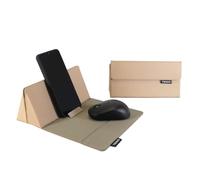 TRIGO by Avery Pochette portaoggetti 3-in-1 terracotta | Astuccio elegante che in pochi secondi diventa mousepad e supporto per telefono, per lavorare comodamente ovunque ti trovi.