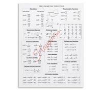 Trigonometry Reference Poster Identity Cheat Sheet Math Educational Wall Art for Study Room(Framed,12x18inch(30x45cm))