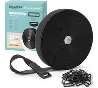 Trilancer Cinghie Resistenti Fascette Cavi Cinghia a Gancio e Cappio 10m x 3.8cm con 30 Fibbie - Regolabili, Tagliabili a Misura, Cinghie Riutilizzabili per Fissare Cavi, Tubazioni, Tubi e Molto Altro