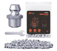 TRILINK Ingrassatori Testine M8, Ingrassatore Metrici con Angoli Dritti, Kit di Ingrassatori con Chiave - Ideale per Veicoli Automobilistici, Agricoli e Macchinari Industriali (60 Pezzi)