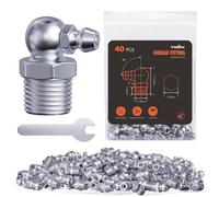 TRILINK Ingrassatori Testine M8, Ingrassatore Metrici con Angolo di 90 Gradi, Kit di Ingrassatori con Chiave - Ideale per Veicoli Automobilistici, Agricoli e Macchinari Industriali (40 Pezzi)