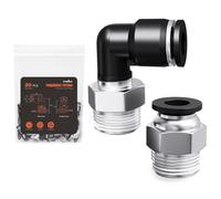 TRILINK Kit 20 Raccordi Aria Compressa 1/8" OD x 1/8" NPT - Diritti e Gomiti Push-to-Connect, Raccordi Pneumatici Rapidi per Compressori e Tubi