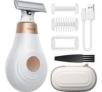 Trimcoo 2026 Nuovo Rasoio Elettrico Donna per Zona Bikini - Rifinitore Intimo Portatile e Senza Dolore, Mini Depilatore Viso e Corpo, Ricarica USB-C, Testina Wet & Dry Sostituibile, Bianco