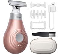 Trimcoo 2026 Nuovo Rasoio Elettrico Donna per Zona Bikini - Rifinitore Intimo Portatile e Senza Dolore, Mini Depilatore Viso e Corpo, Ricarica USB-C, Testina Wet & Dry Sostituibile, oro