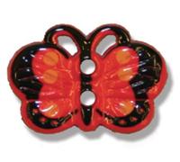 Trimits Bottoni Rosso Farfalla 2 Foro Nylon - Misura 18mm - Confezione Di 10