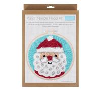 Trimits Kit di aghi perforatori Babbo Natale | Include tessuto stampato, telaio, filato, ago da ricamo e infila-ago per principianti.
