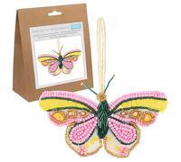 Trimits Kit di decorazione in feltro - Farfalla con perline (12,5 x 6,5 cm) con forme in feltro pretagliate, imbottitura, filo, paillettes, perline, aghi, nastro e istruzioni