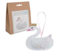 Trimits Kit di Decorazione Natalizia in Feltro, Acrilico, Cigno con Corona, 10 x 10 cm