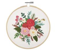 Trimits Kit di telai da ricamo, 15 cm, per principianti, include fili in bambù, panno e supporto per ago e istruzioni, rose (lingua italiana non garantita)