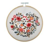 Trimits Kit di telai da ricamo, 15 cm, per principianti, include fili in bambù, panno e supporto per ago e istruzioni, cuore floreale