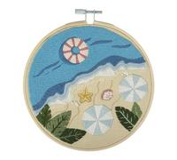 Trimits Kit di telai da ricamo, 15 cm, per principianti, include fili in bambù, panno e supporto per ago e istruzioni, spiaggia