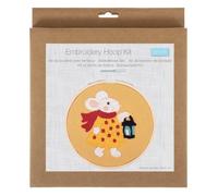 Trimits Kit mini ricamo Miss Mouse | Include un cerchio da 10 cm, tessuto stampato, fili, ago, feltro e tutorial con codice QR.